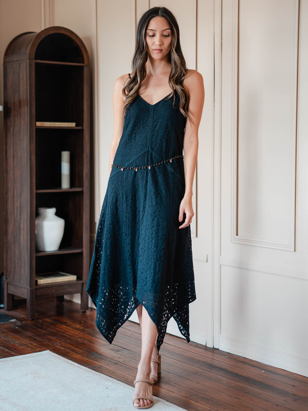 In The Light Lace Midi Dress - Black