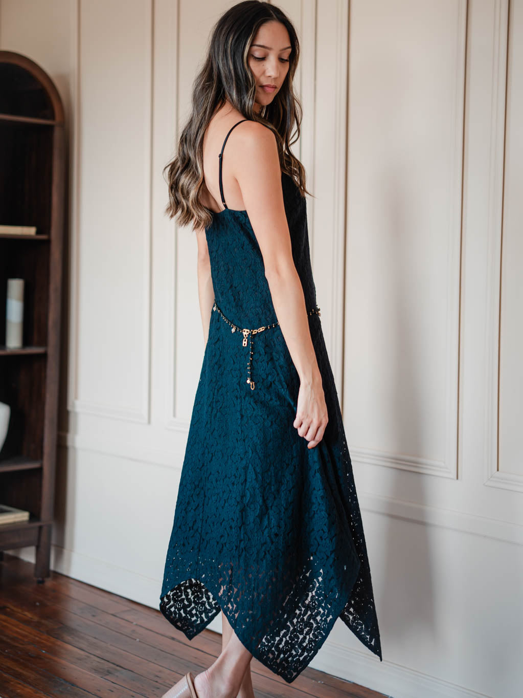 In The Light Lace Midi Dress - Black