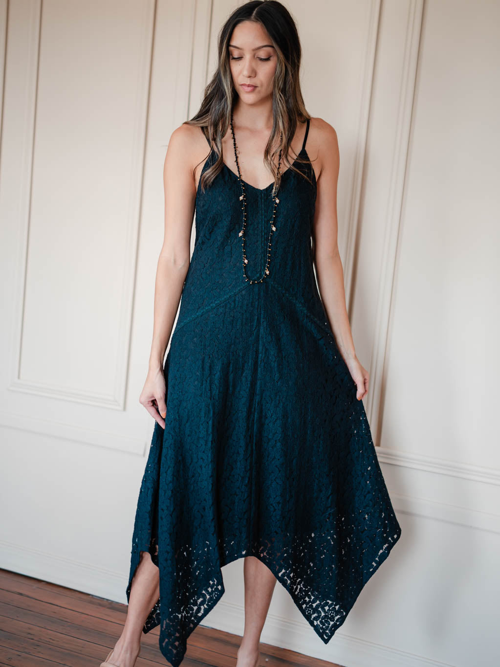 In The Light Lace Midi Dress - Black