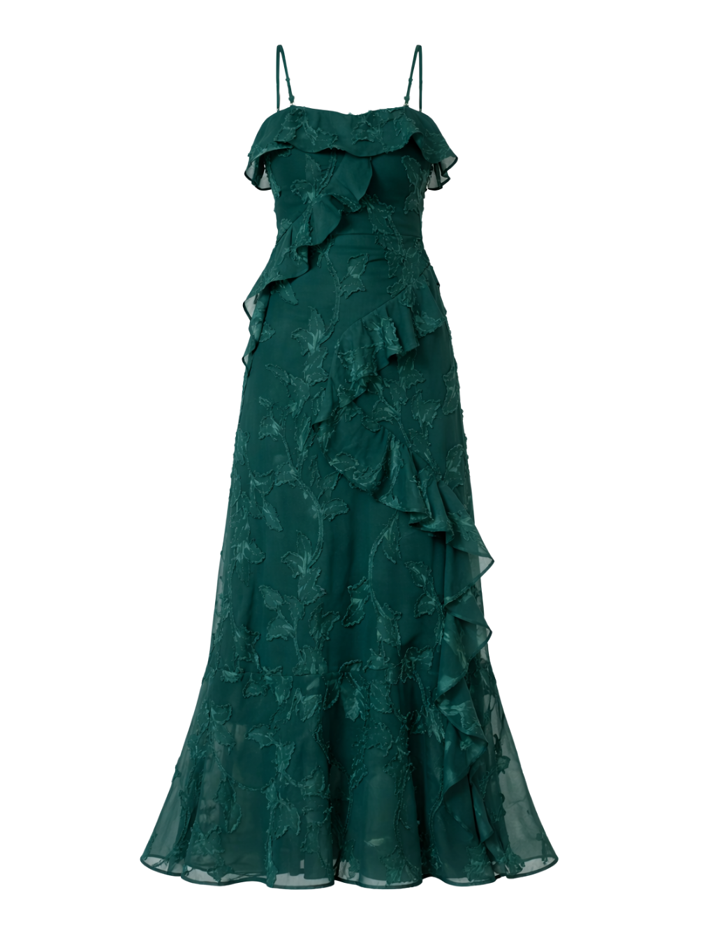 Love Letters Textured Floral Maxi Dress - Deep Green