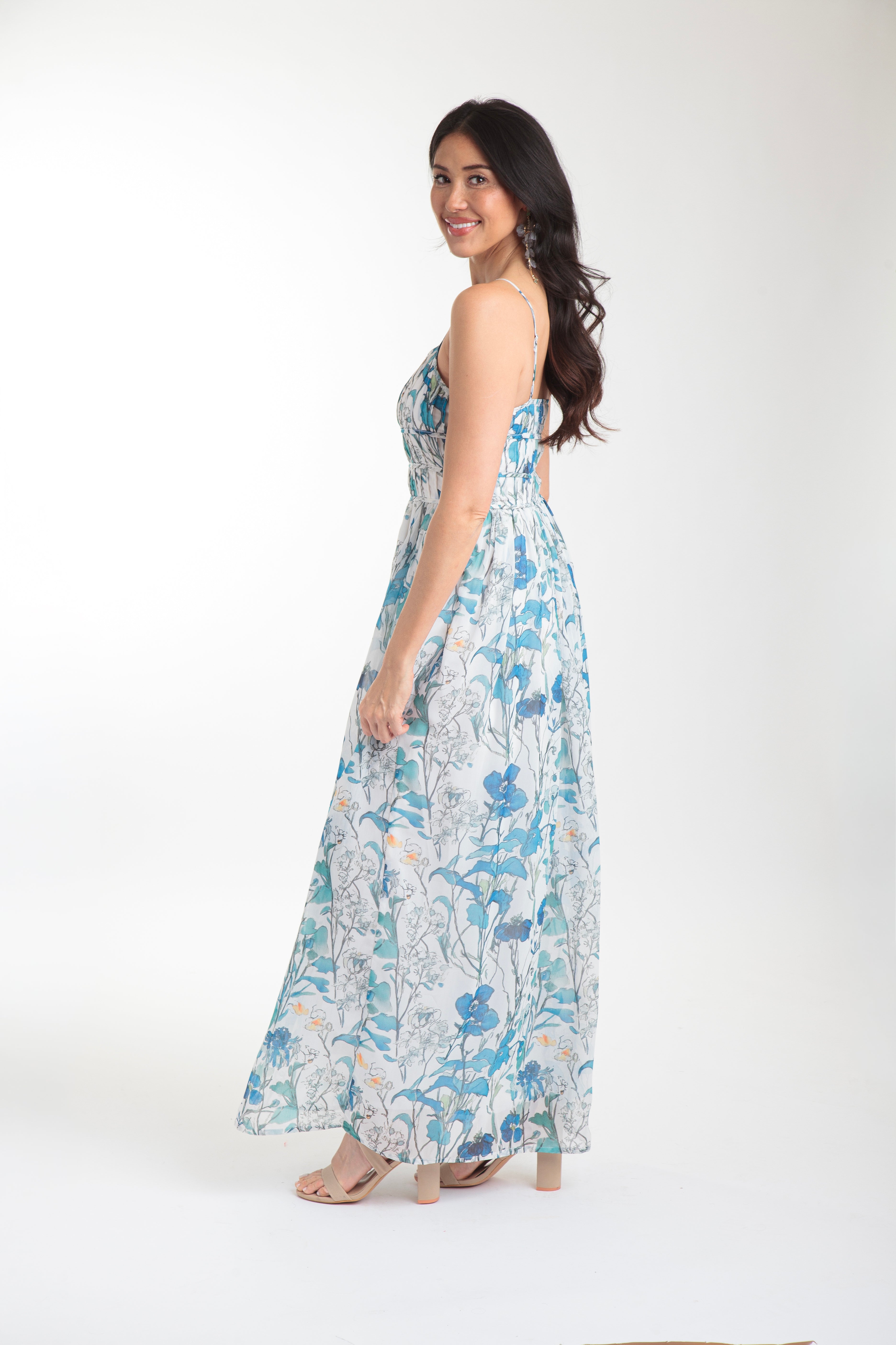 Verona Maxi Dress - Blue Wildflowers