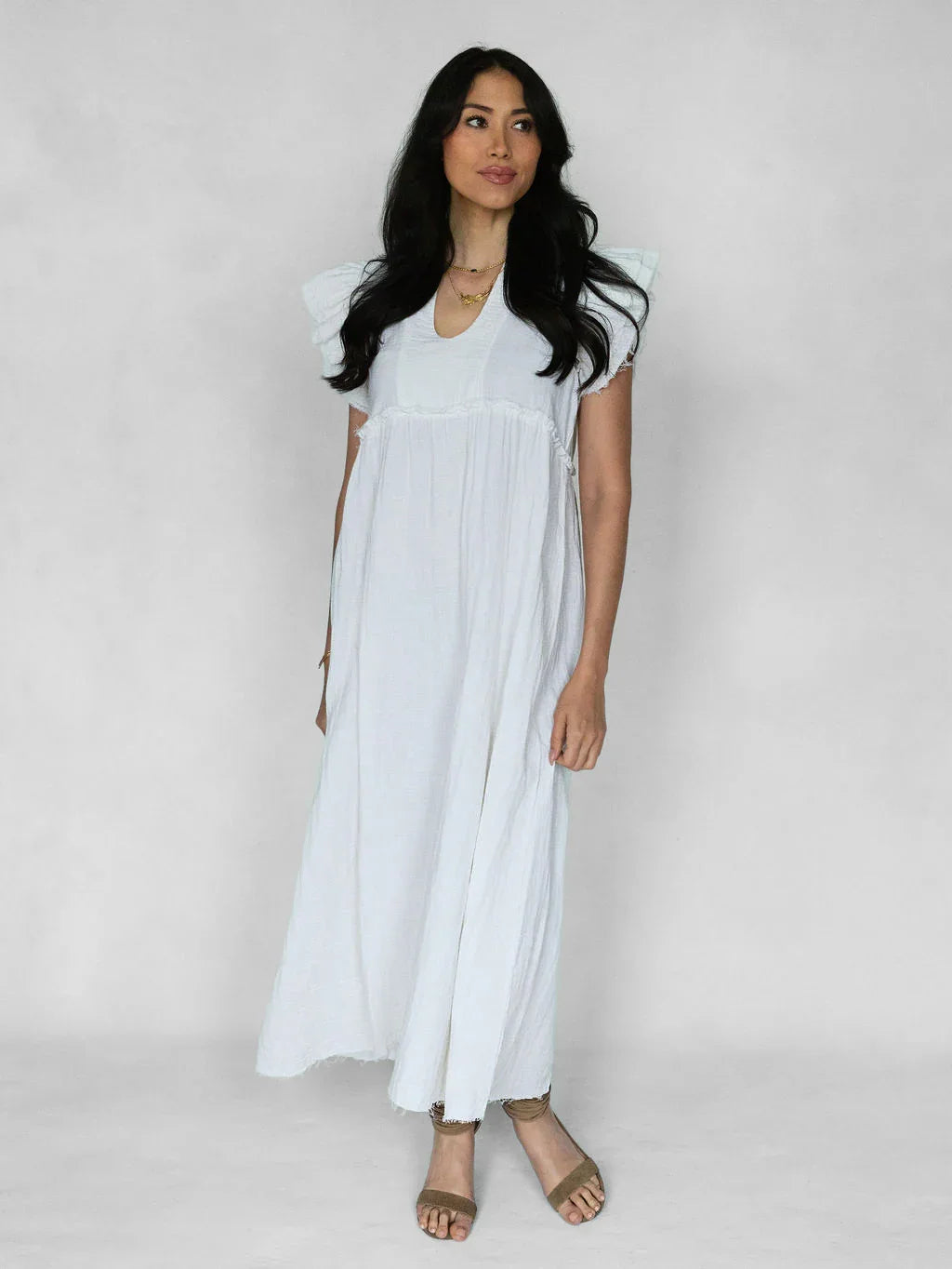 Coastline Maxi Dress - White - Rain of May