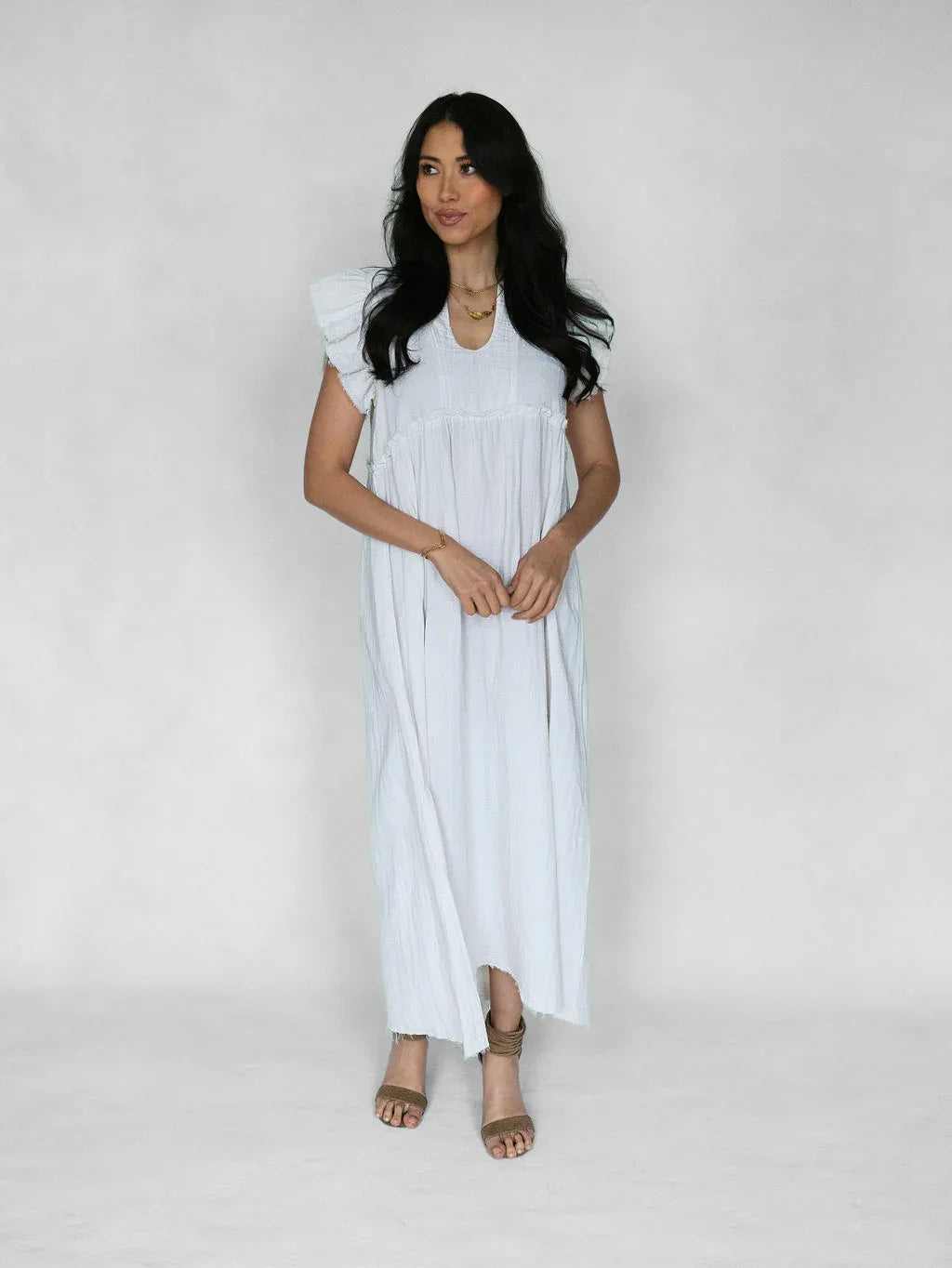 Coastline Maxi Dress - White - Rain of May
