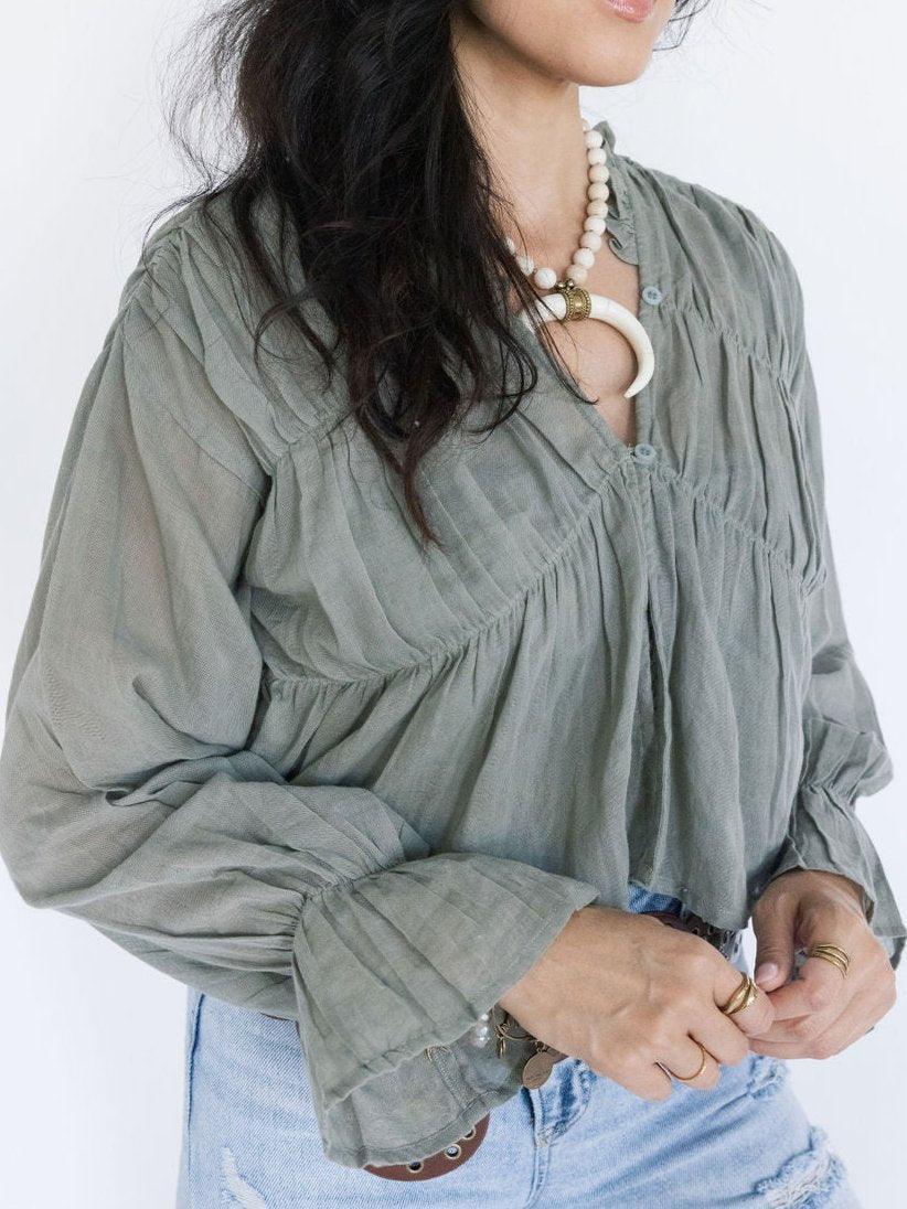 Good Thing Blouse - Green Mist - Rain of May