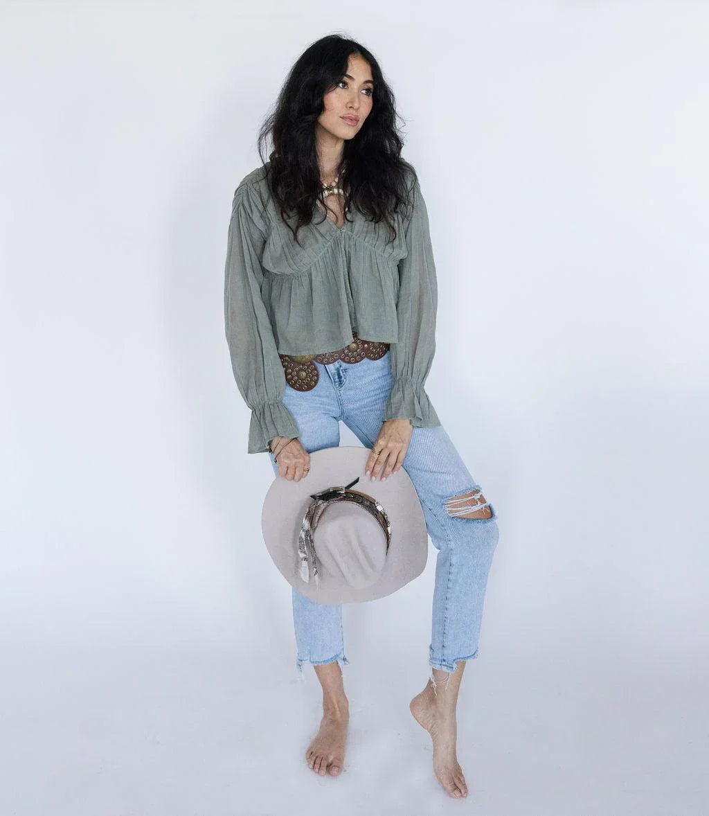 Good Thing Blouse - Green Mist - Rain of May