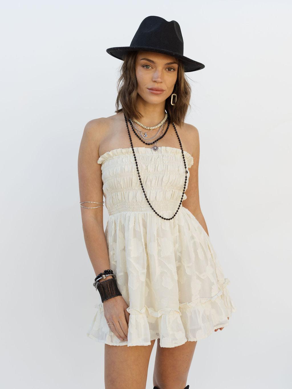 Just Like Heaven Mini Dress - Egret - Rain of May