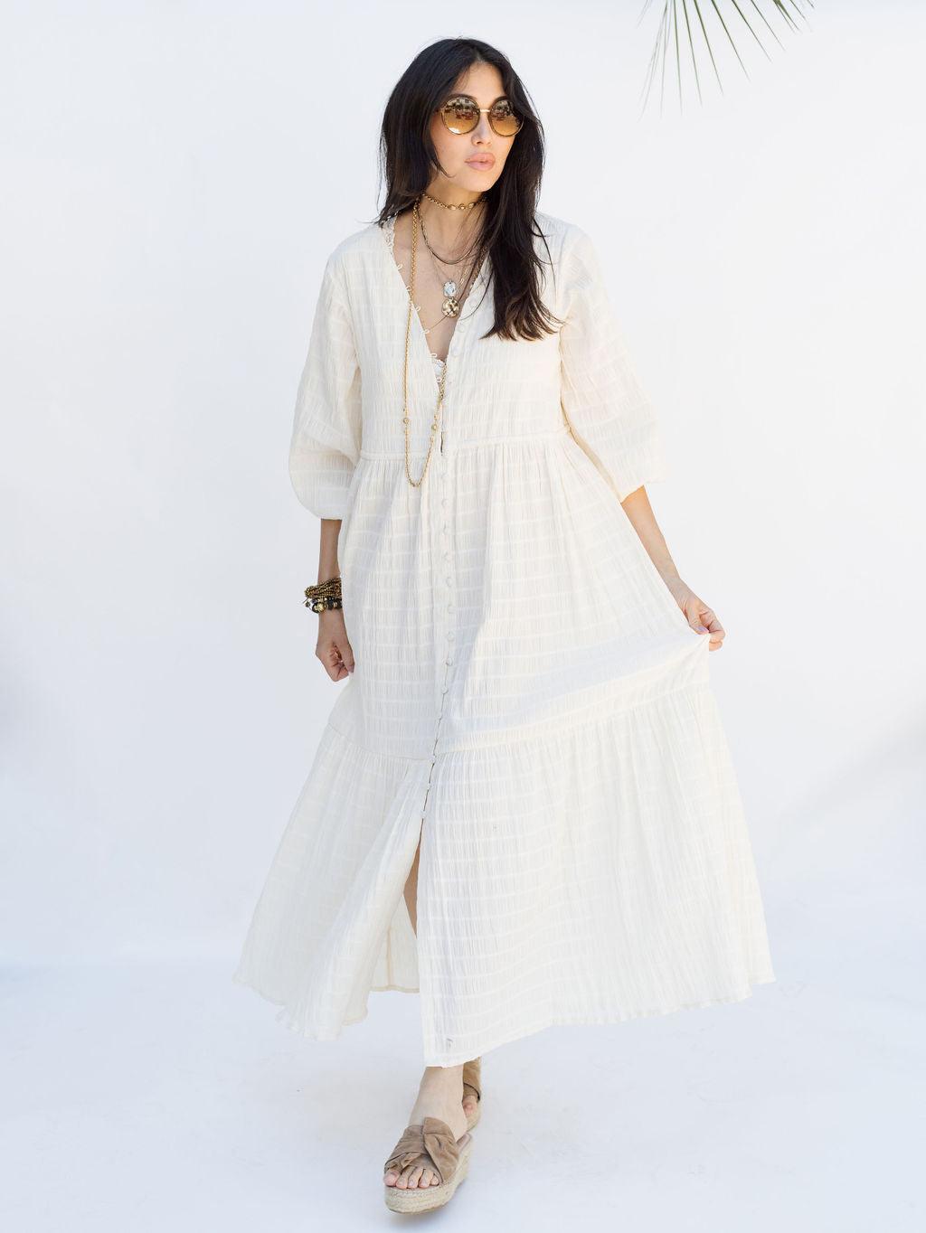 Southern Star Maxi Shirtdress - Egret