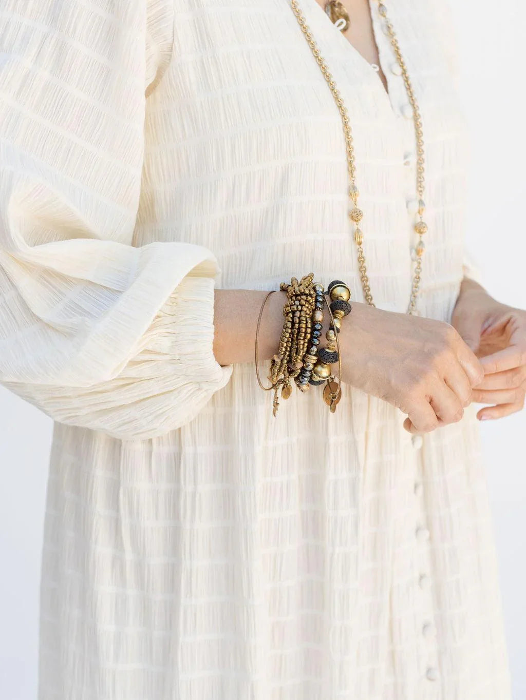 Southern Star Maxi Shirtdress - Egret - Rain of May