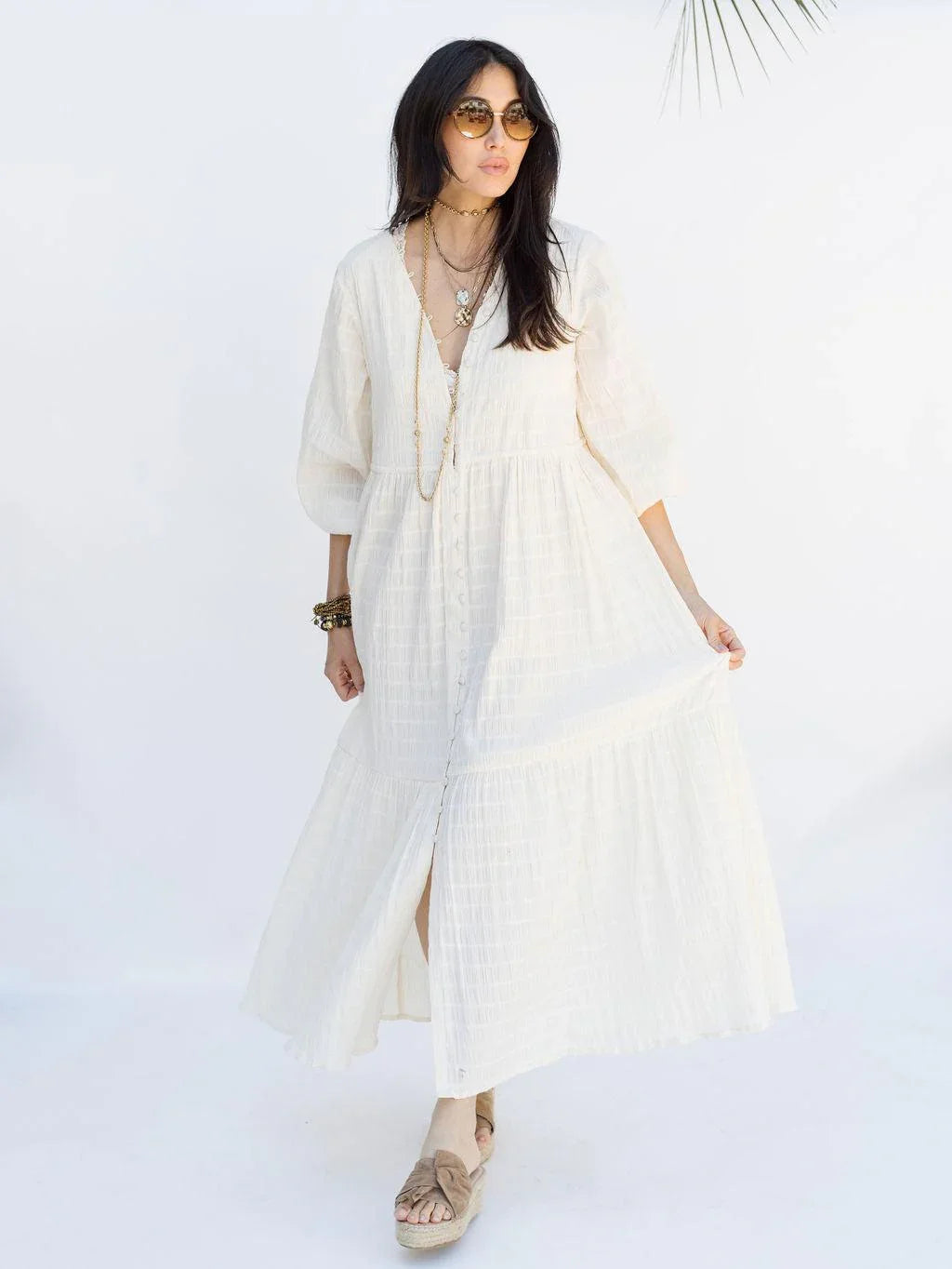 Southern Star Maxi Shirtdress - Egret - Rain of May