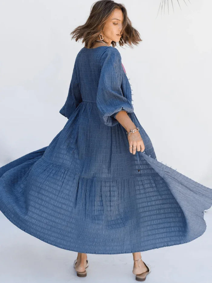 Southern Star Maxi Shirtdress - Insignia Blue - Rain of May