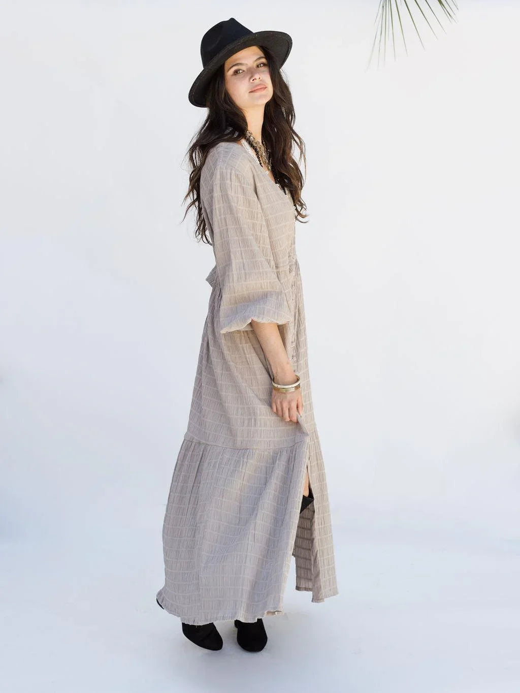 Southern Star Maxi Shirtdress - Silver Lining - Rain of May