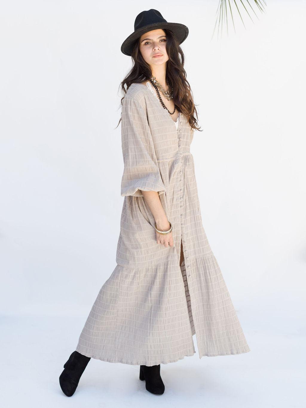 Southern Star Maxi Shirtdress - Silver Lining - Rain of May