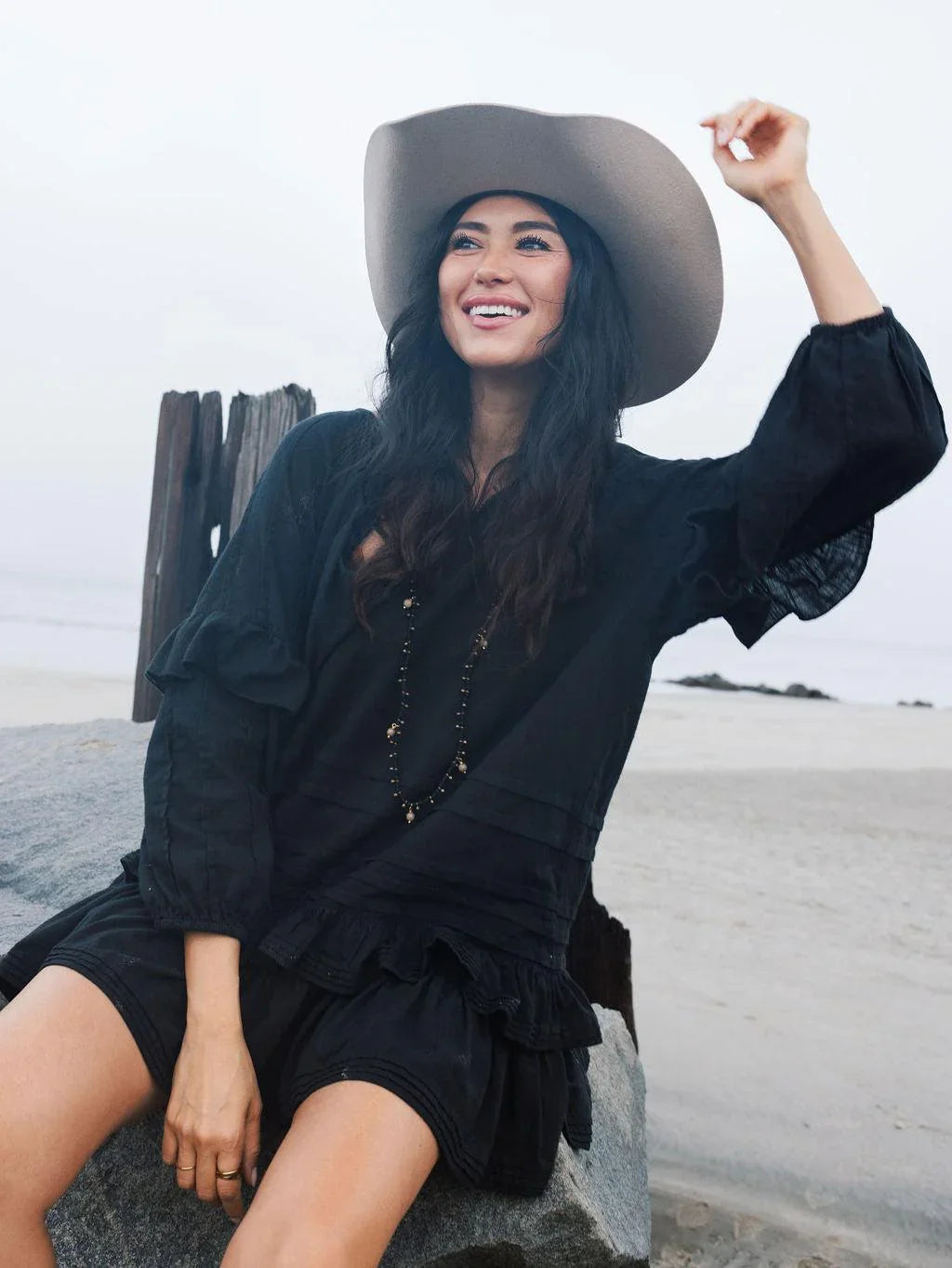 Wilder Days Tunic - Black - Rain of May