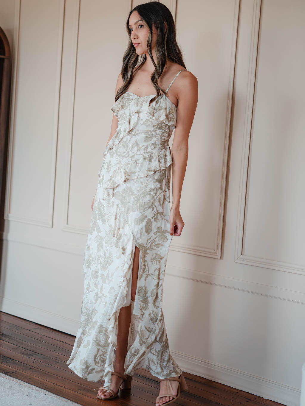 Love Letters Floral Maxi Dress - Oatmeal/Beige *PRE-ORDER (10/8)*