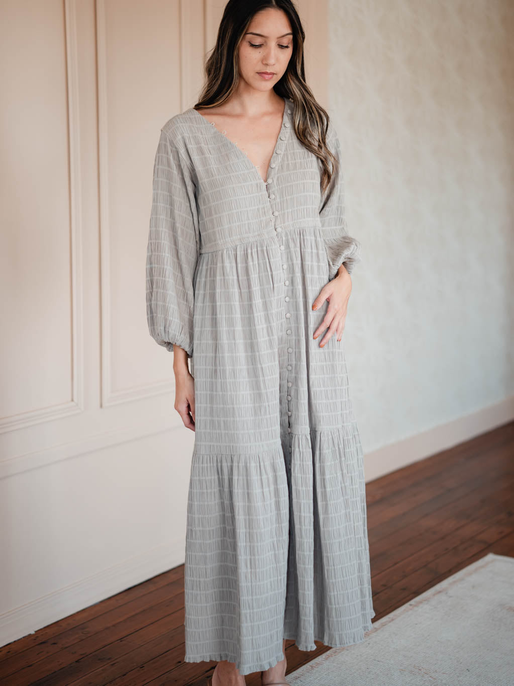 Southern Star Maxi Shirtdress - Silver Lining