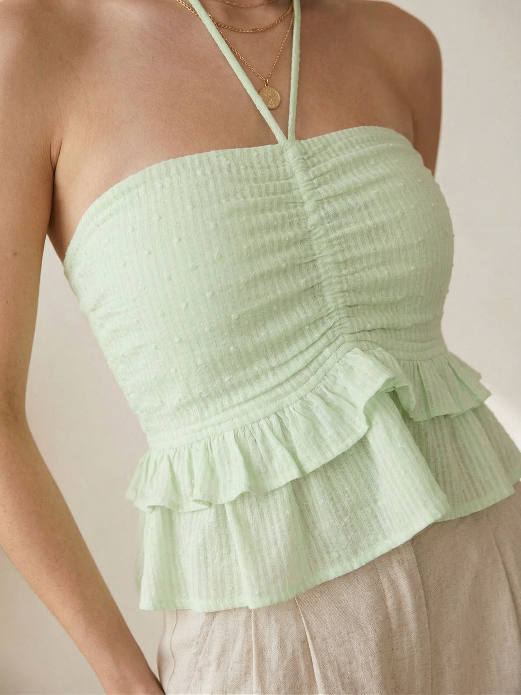 Brightside Halter Top - Subtle Green