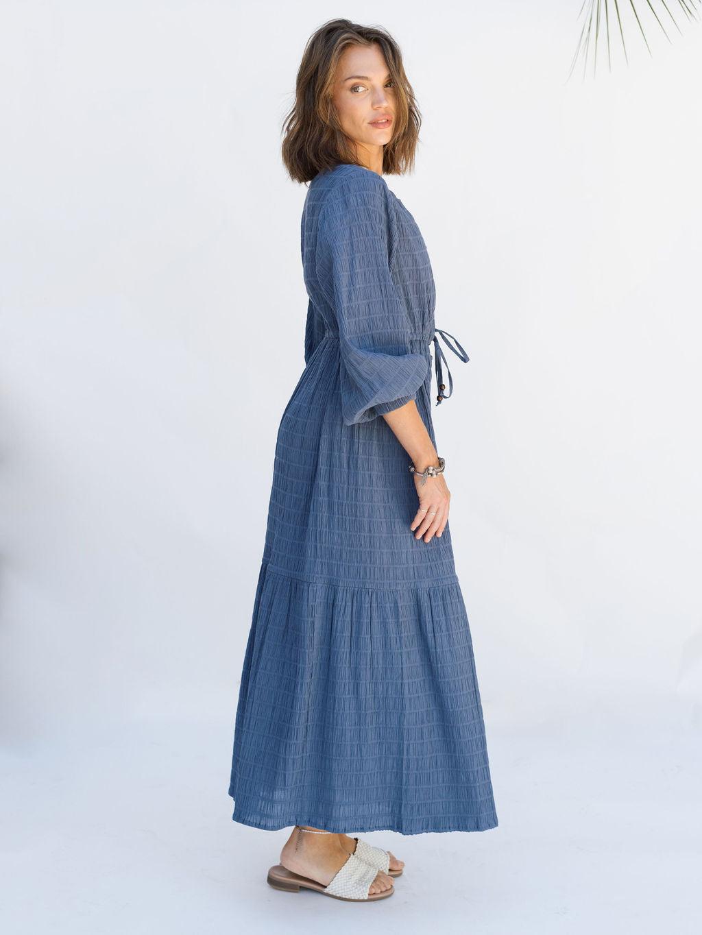 Southern Star Maxi Shirtdress - Insignia Blue - Rain of May