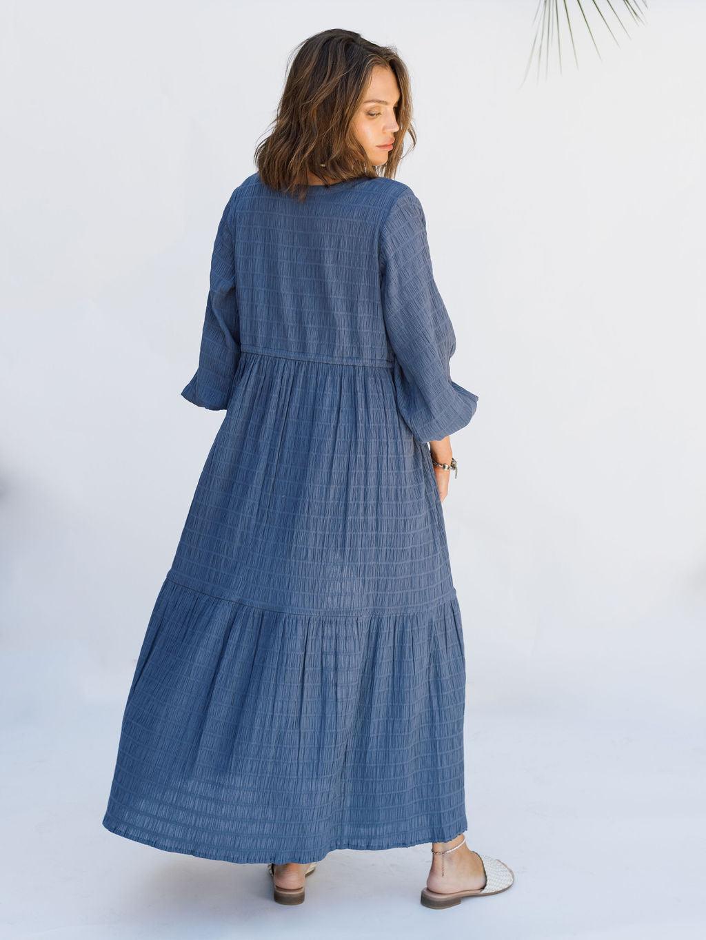 Southern Star Maxi Shirtdress - Insignia Blue - Rain of May