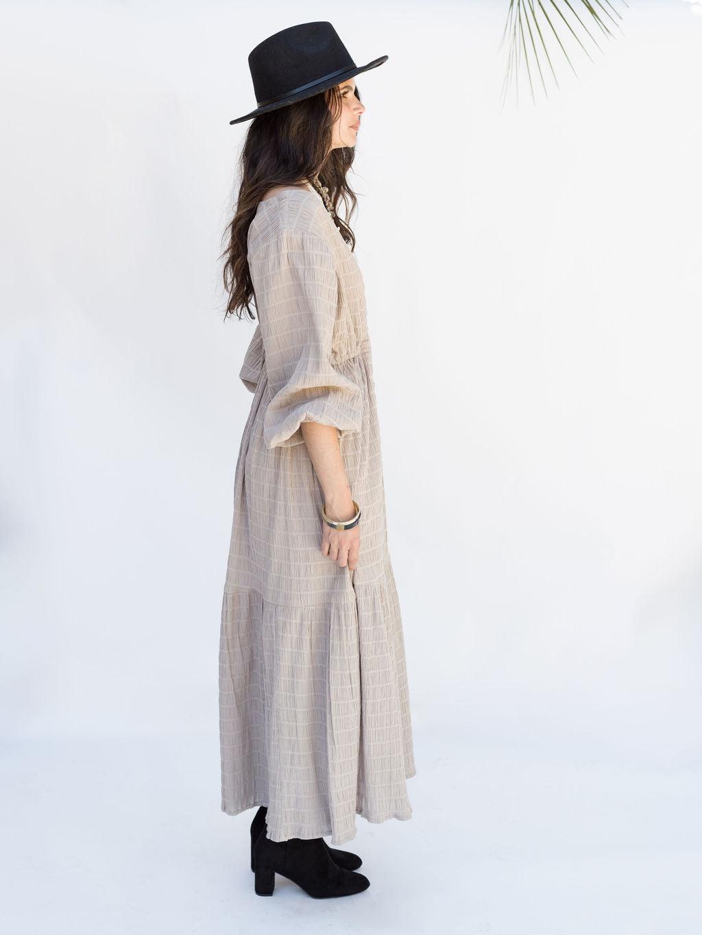 Southern Star Maxi Shirtdress - Silver Lining - Rain of May